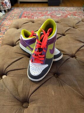 Colorblock High-Top Sneakers in Purple, Lime & Neon Pink